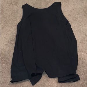 Black open back tank top